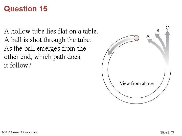 Question 15 A hollow tube lies flat on a table. A ball is shot