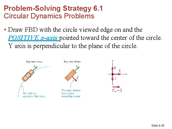 Problem-Solving Strategy 6. 1 Circular Dynamics Problems • Draw FBD with the circle viewed