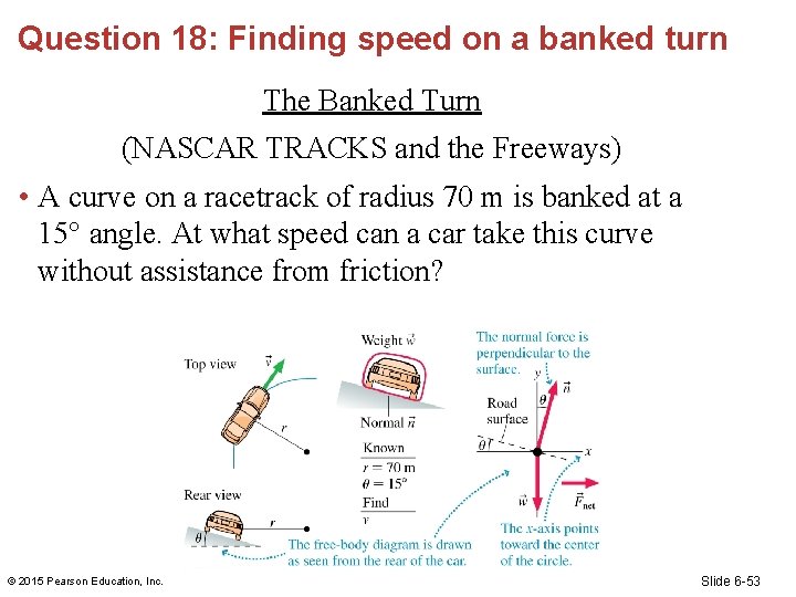 Question 18: Finding speed on a banked turn The Banked Turn (NASCAR TRACKS and