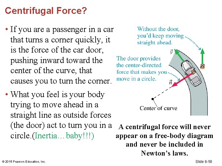 Centrifugal Force? • If you are a passenger in a car that turns a
