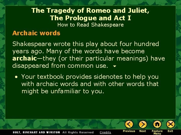 The Tragedy of Romeo and Juliet, The Prologue and Act I How to Read