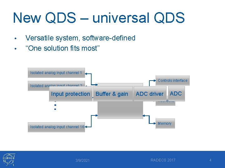 New QDS – universal QDS • • Versatile system, software-defined “One solution fits most”