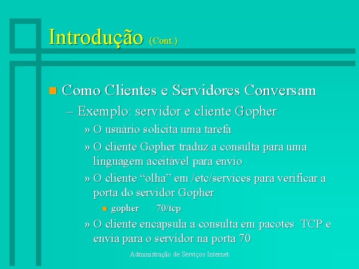 Introdução (Cont. ) n Como Clientes e Servidores Conversam – Exemplo: servidor e cliente