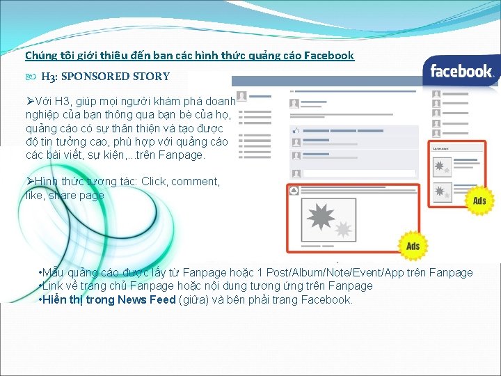 Chúng tôi giới thiệu đến bạn các hình thức quảng cáo Facebook H 3: