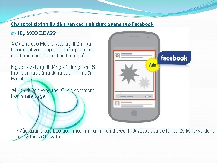 Chúng tôi giới thiệu đến bạn các hình thức quảng cáo Facebook H 5: