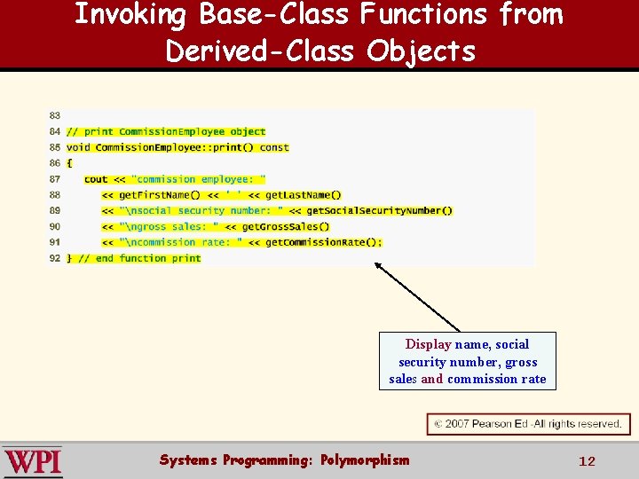 Invoking Base-Class Functions from Derived-Class Objects Display name, social security number, gross sales and