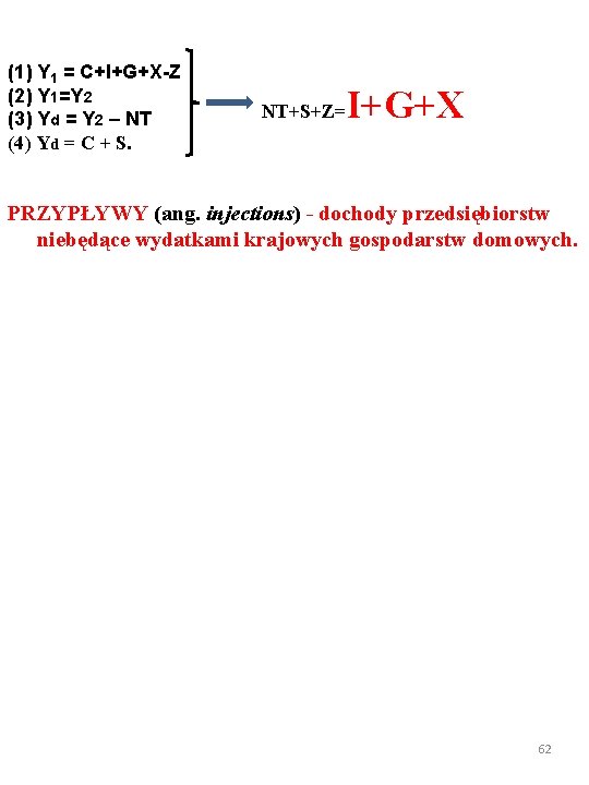 (1) Y 1 = C+I+G+X-Z (2) Y 1=Y 2 (3) Yd = Y 2