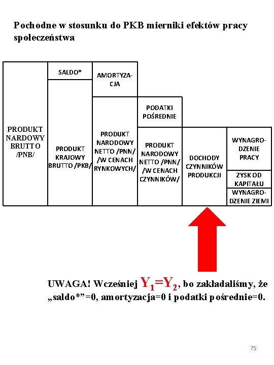 Pochodne w stosunku do PKB mierniki efektów pracy społeczeństwa SALDO* AMORTYZACJA PODATKI POŚREDNIE PRODUKT