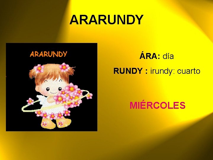 ARARUNDY ÁRA: día RUNDY : irundy: cuarto MIÉRCOLES 