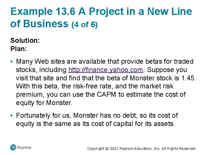 Example 13. 6 A Project in a New Line of Business (4 of 6)
