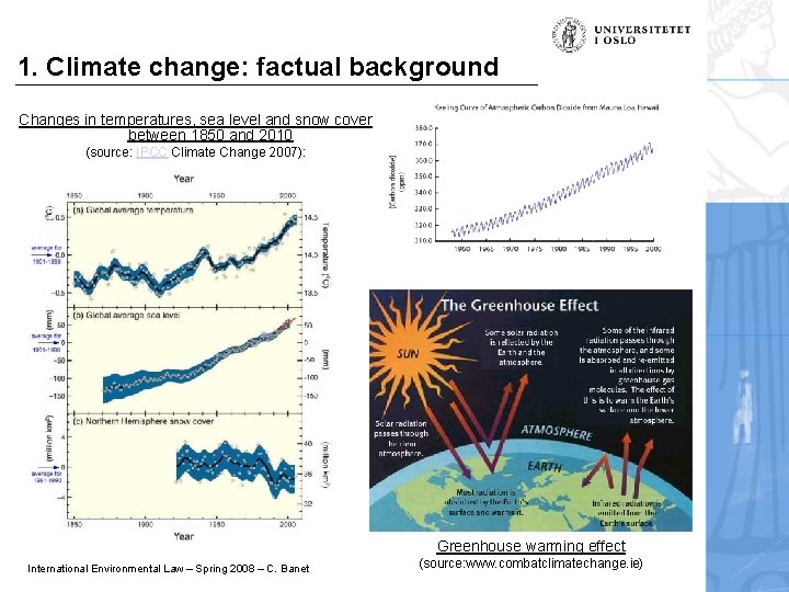 1. Climate change: factual background Changes in temperatures, sea level and snow cover between