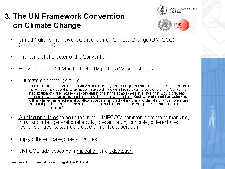 3. The UN Framework Convention on Climate Change • United Nations Framework Convention on