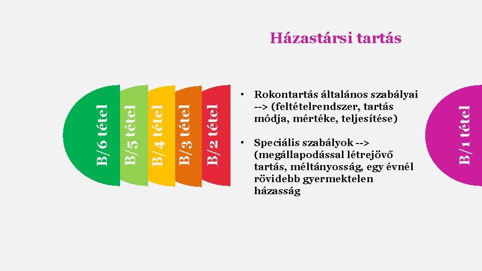  • Rokontartás általános szabályai --> (feltételrendszer, tartás módja, mértéke, teljesítése) • Speciális szabályok