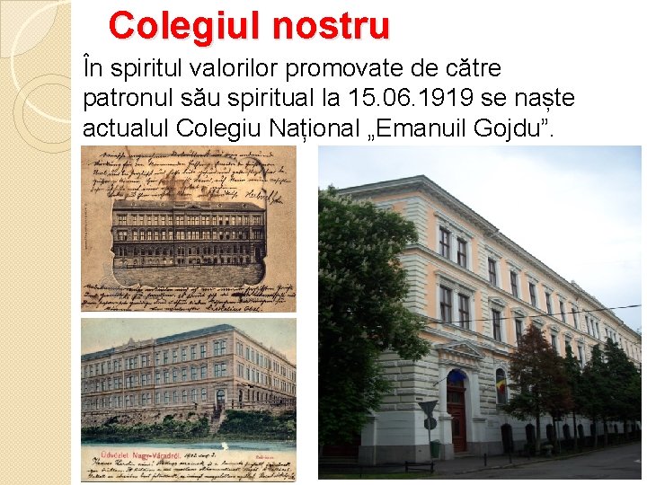 Colegiul nostru În spiritul valorilor promovate de către patronul său spiritual la 15. 06.