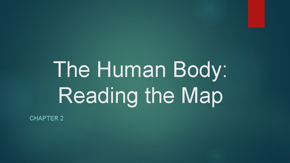 The Human Body: Reading the Map CHAPTER 2 