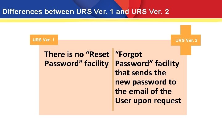 Differences between URS Ver. 1 and URS Ver. 2 URS Ver. 1 URS Ver.