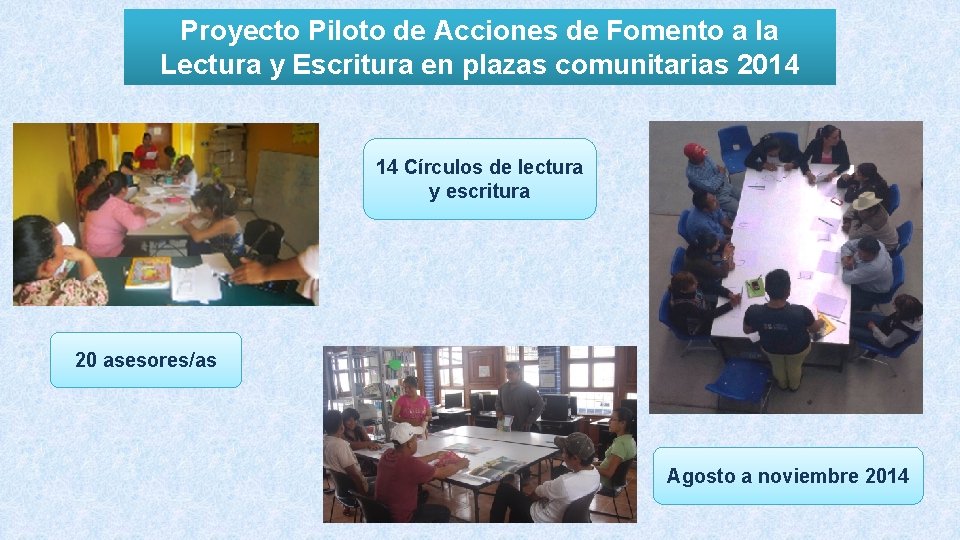 Proyecto Piloto de Acciones de Fomento a la Lectura y Escritura en plazas comunitarias