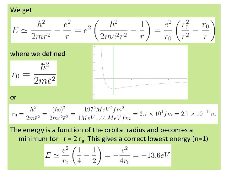 We get where we defined or The energy is a function of the orbital We get where we defined or The energy is a function of the orbital
