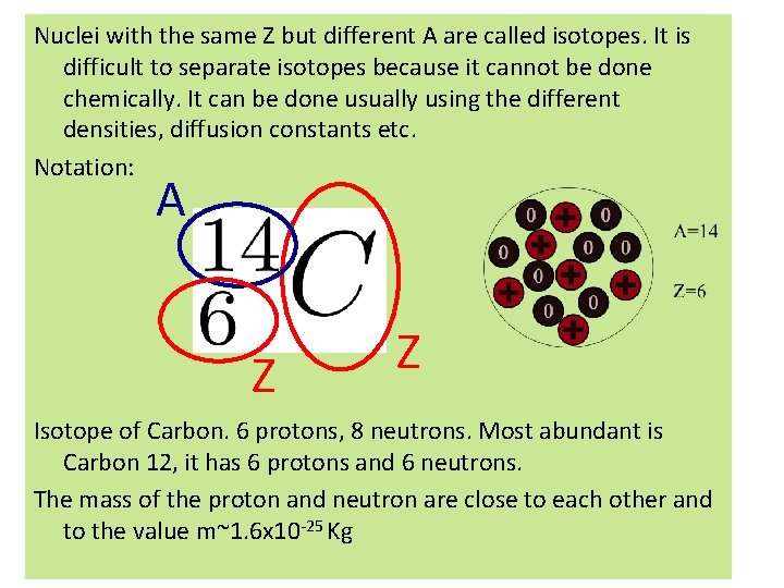 Nuclei with the same Z but different A are called isotopes. It is difficult Nuclei with the same Z but different A are called isotopes. It is difficult