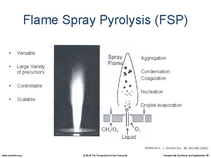 Flame Spray Pyrolysis (FSP) • Versatile • Large Variety of precursors • Controllable Aggregation