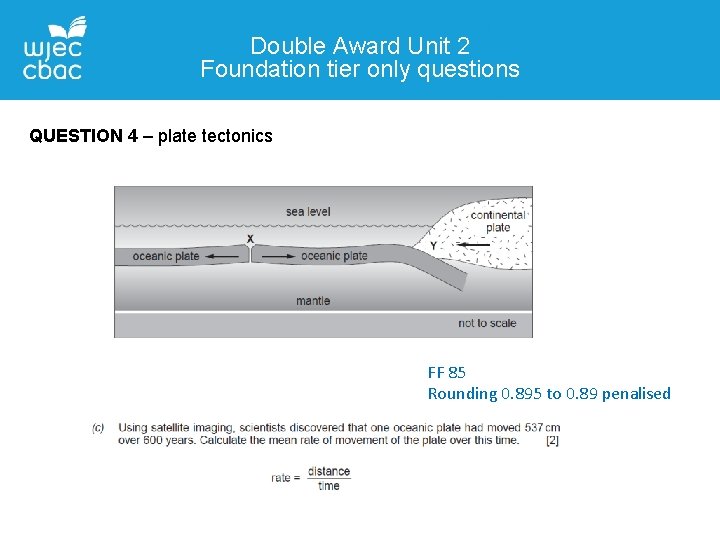 Double Award Unit 2 Foundation tier only questions QUESTION 4 – plate tectonics FF Double Award Unit 2 Foundation tier only questions QUESTION 4 – plate tectonics FF