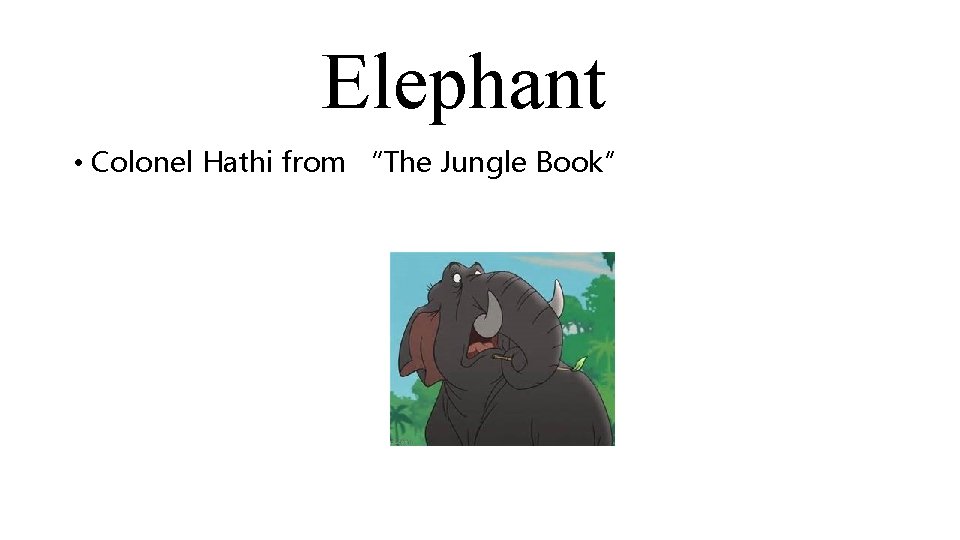 Elephant • Colonel Hathi from “The Jungle Book” 