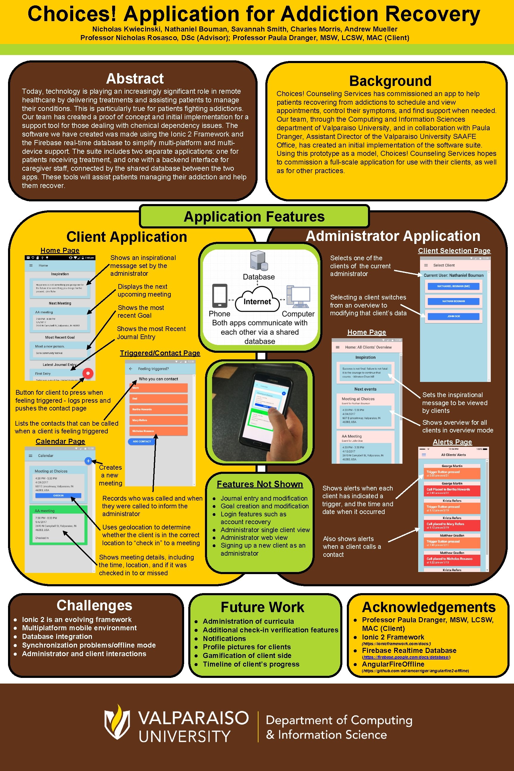 Choices! Application for Addiction Recovery Nicholas Kwiecinski, Nathaniel Bouman, Savannah Smith, Charles Morris, Andrew