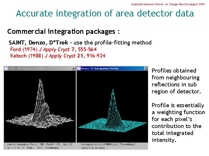 Jyväskylä Summer School on Charge Density August 2007 Accurate integration of area detector data