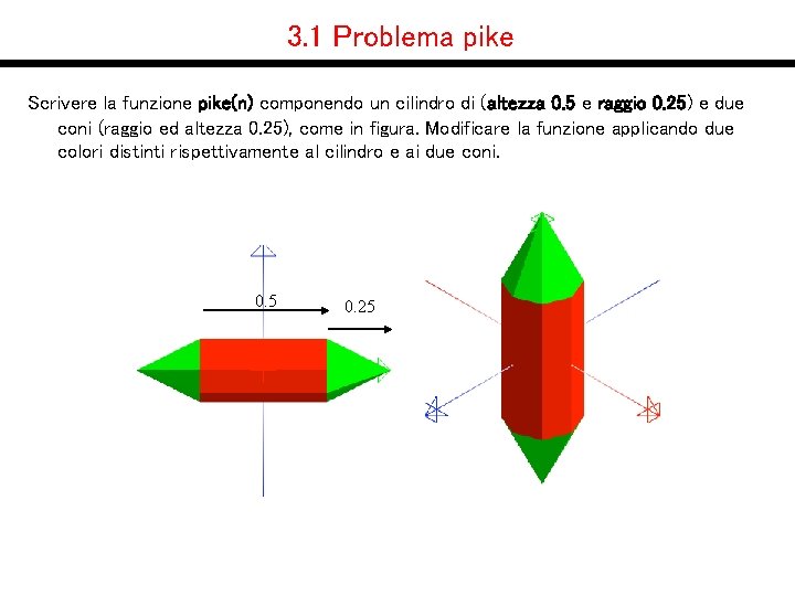 3. 1 Problema pike Scrivere la funzione pike(n) componendo un cilindro di (altezza 0. 3. 1 Problema pike Scrivere la funzione pike(n) componendo un cilindro di (altezza 0.