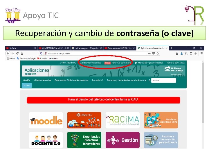 Apoyo TIC Recuperación y cambio de contraseña (o clave) 