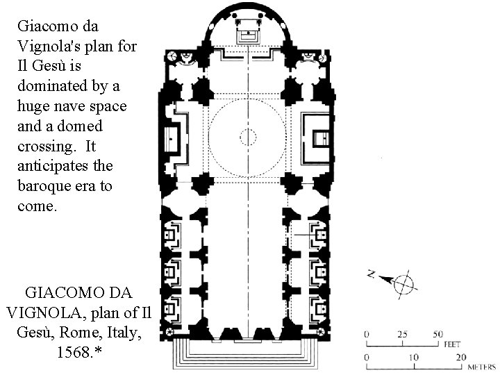 Giacomo da Vignola's plan for Il Gesù is dominated by a huge nave space Giacomo da Vignola's plan for Il Gesù is dominated by a huge nave space