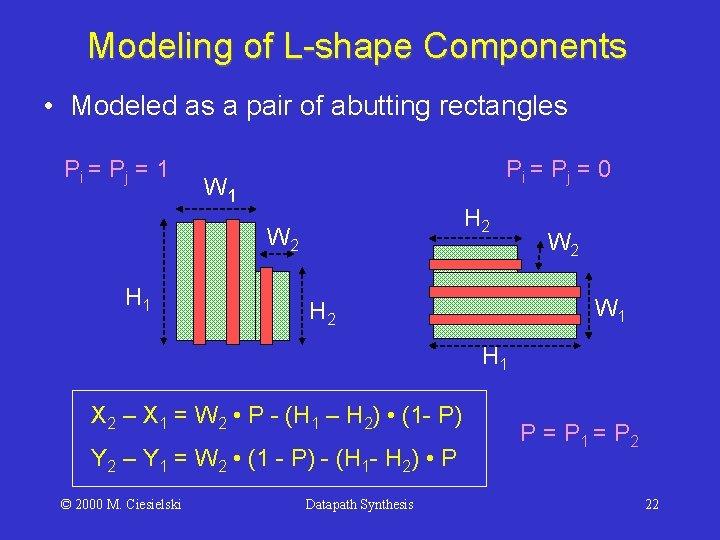 Modeling of L-shape Components • Modeled as a pair of abutting rectangles Pi =