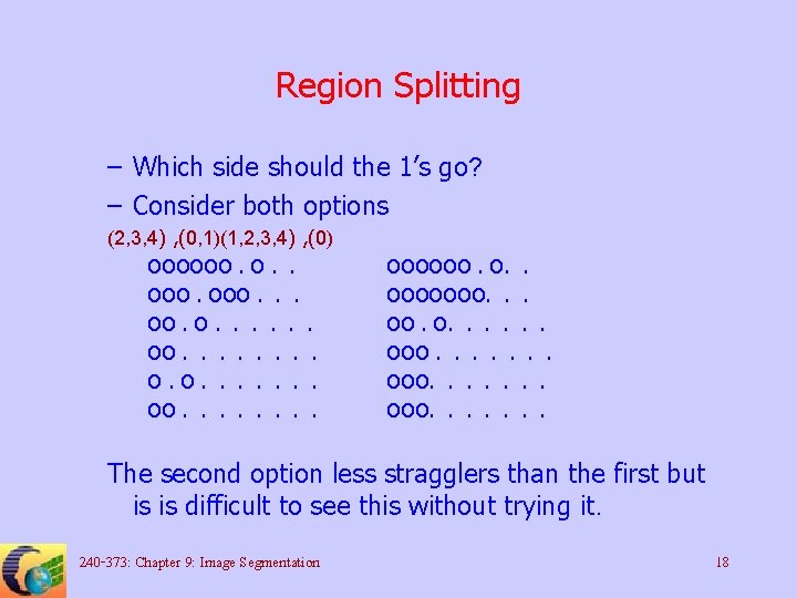 Region Splitting – Which side should the 1’s go? – Consider both options (2,