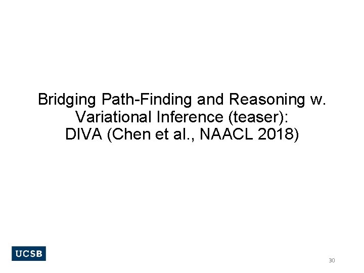 Bridging Path-Finding and Reasoning w. Variational Inference (teaser): DIVA (Chen et al. , NAACL
