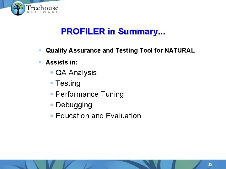 PROFILER in Summary. . . § Quality Assurance and Testing Tool for NATURAL §