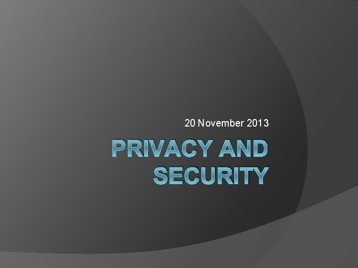 20 November 2013 PRIVACY AND SECURITY 