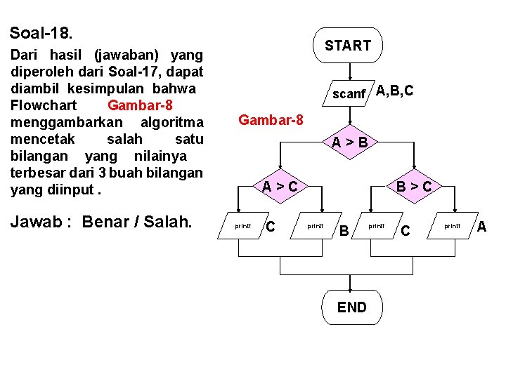 Soal-18. Dari hasil (jawaban) yang diperoleh dari Soal-17, dapat diambil kesimpulan bahwa Flowchart Gambar-8