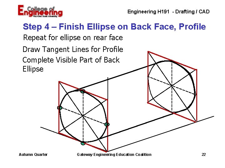 Engineering H 191 - Drafting / CAD Step 4 – Finish Ellipse on Back