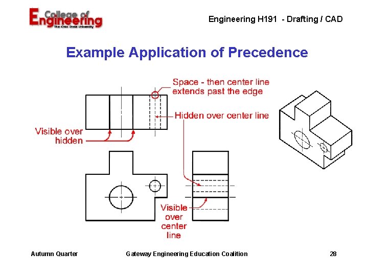 Engineering H 191 - Drafting / CAD Example Application of Precedence Autumn Quarter Gateway