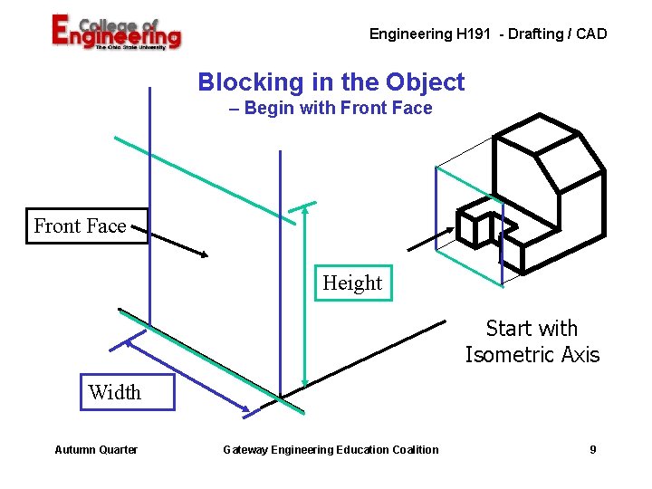 Engineering H 191 - Drafting / CAD Blocking in the Object – Begin with