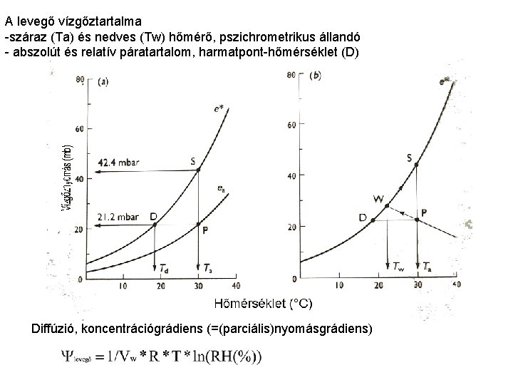 A levegő vízgőztartalma -száraz (Ta) és nedves (Tw) hőmérő, pszichrometrikus állandó - abszolút és