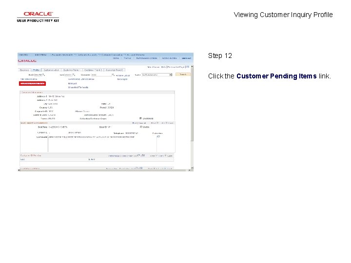 Viewing Customer Inquiry Profile Step 12 Click the Customer Pending Items link. 