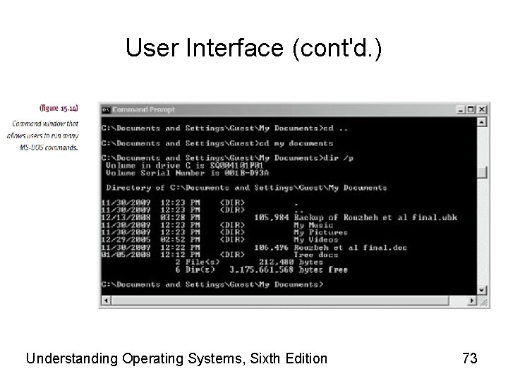 User Interface (cont'd. ) Understanding Operating Systems, Sixth Edition 73 