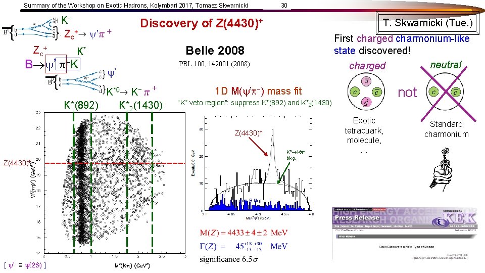 Summary of the Workshop on Exotic Hadrons, Kolymbari 2017, Tomasz Skwarnicki K Zc +