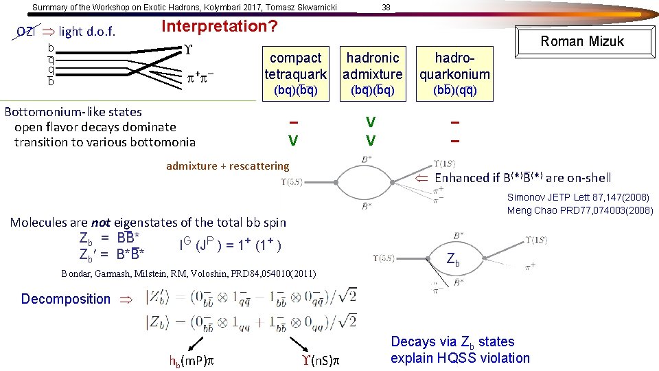 Summary of the Workshop on Exotic Hadrons, Kolymbari 2017, Tomasz Skwarnicki OZI light d.