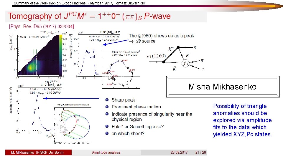 Summary of the Workshop on Exotic Hadrons, Kolymbari 2017, Tomasz Skwarnicki 42 Misha Mikhasenko