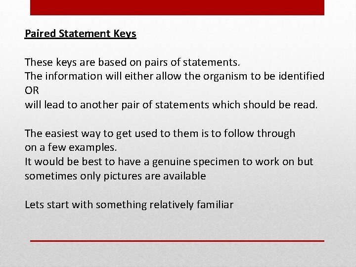 Paired Statement Keys These keys are based on pairs of statements. The information will