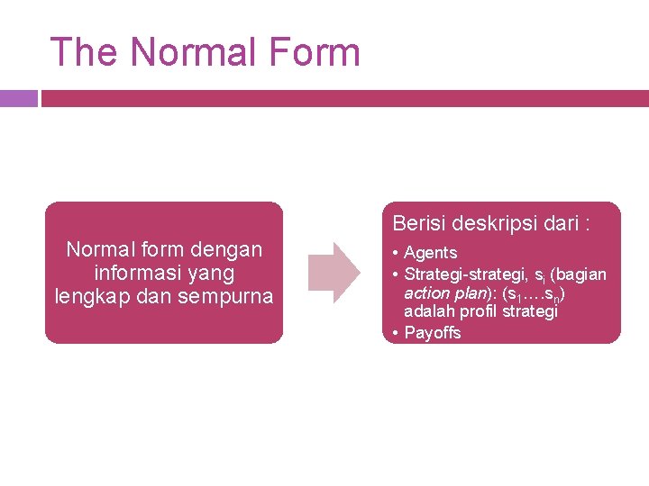 The Normal Form Berisi deskripsi dari : Normal form dengan informasi yang lengkap dan