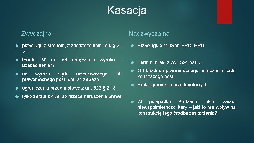 Kasacja Zwyczajna Nadzwyczajna przysługuje stronom, z zastrzeżeniem 520 § 2 i 3 termin: 30