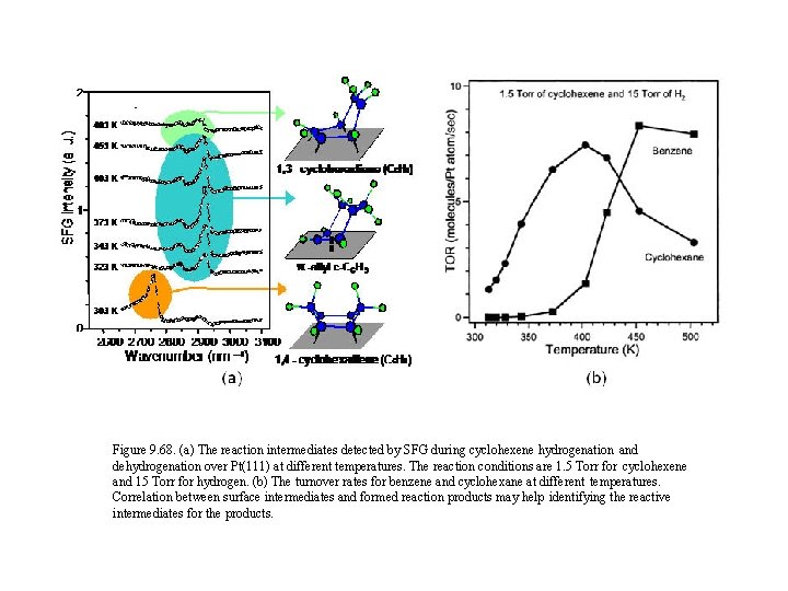 Figure 9. 68. (a) The reaction intermediates detected by SFG during cyclohexene hydrogenation and